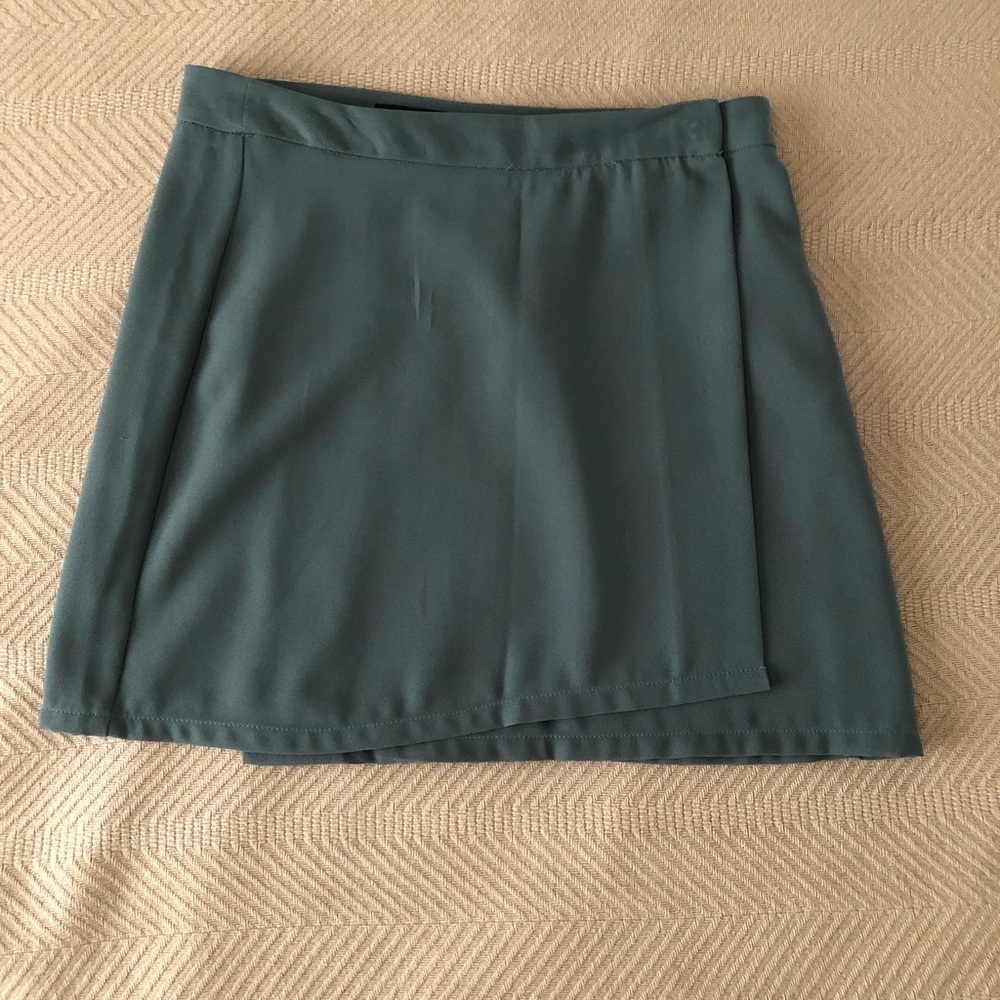 Olive green wrap skirt.